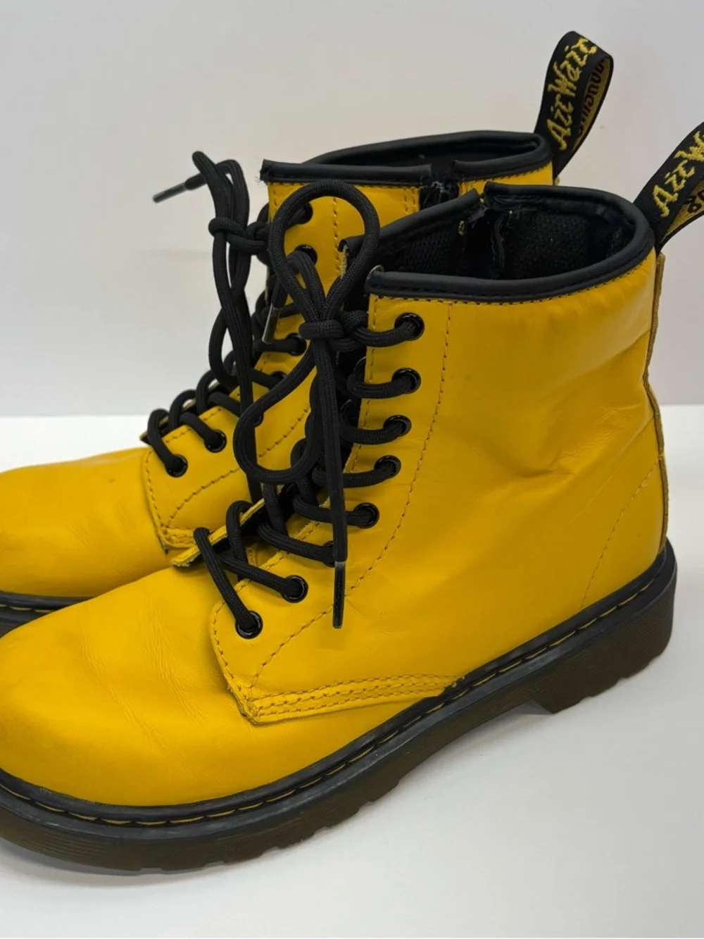 Kids Dr. Martens 1460 Side Zip Yellow Lace-Up Boots Unisex Sz 3